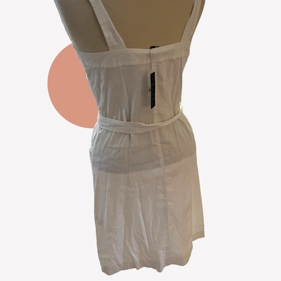 THEORY NWT SALINA DRESS WHITE CRUNCH STRETCH LINEN BELTED BUTTON TANK DR… - Picture 9 of 12